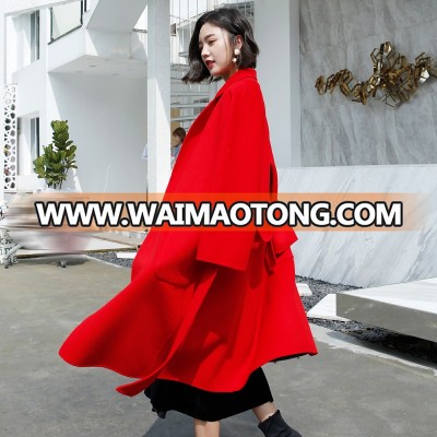 Stylish and slim double-sided women's handmade wool coat